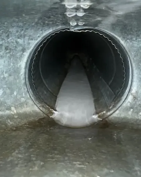 After: The duct takeoff cleared and clean
